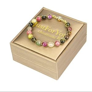 Natural Tourmaline Stone 14K Designer Bracelet